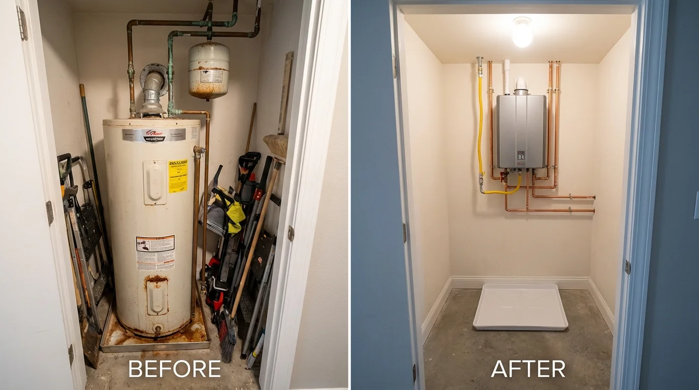 Tank water heater versus wall-mounted tankless unit comparison for Oak Grove, LA homeowners